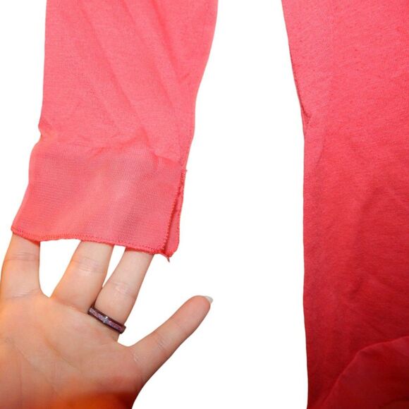 ONE STEP UP girls small 7/8 solid coral red pink 3/4 sleeve abstract hem blouse - Picture 3 of 6